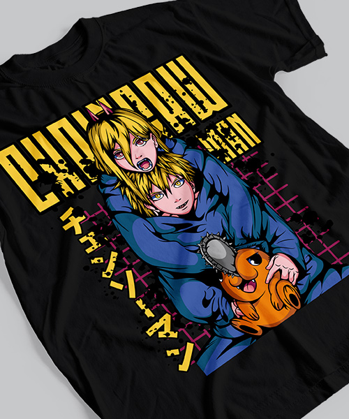 Camiseta Denji Pochita Chainsaw Man Motoserra - Branco