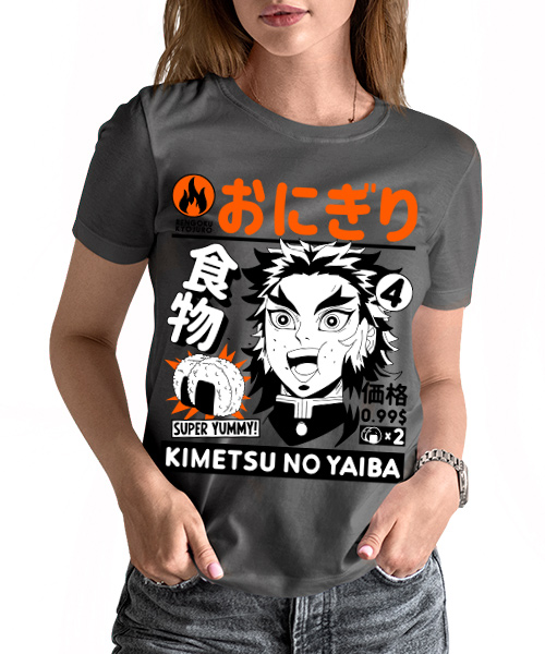 Camiseta Unissex Kyojuro Rengoku Retrato Demon Slayer Kimetsu no